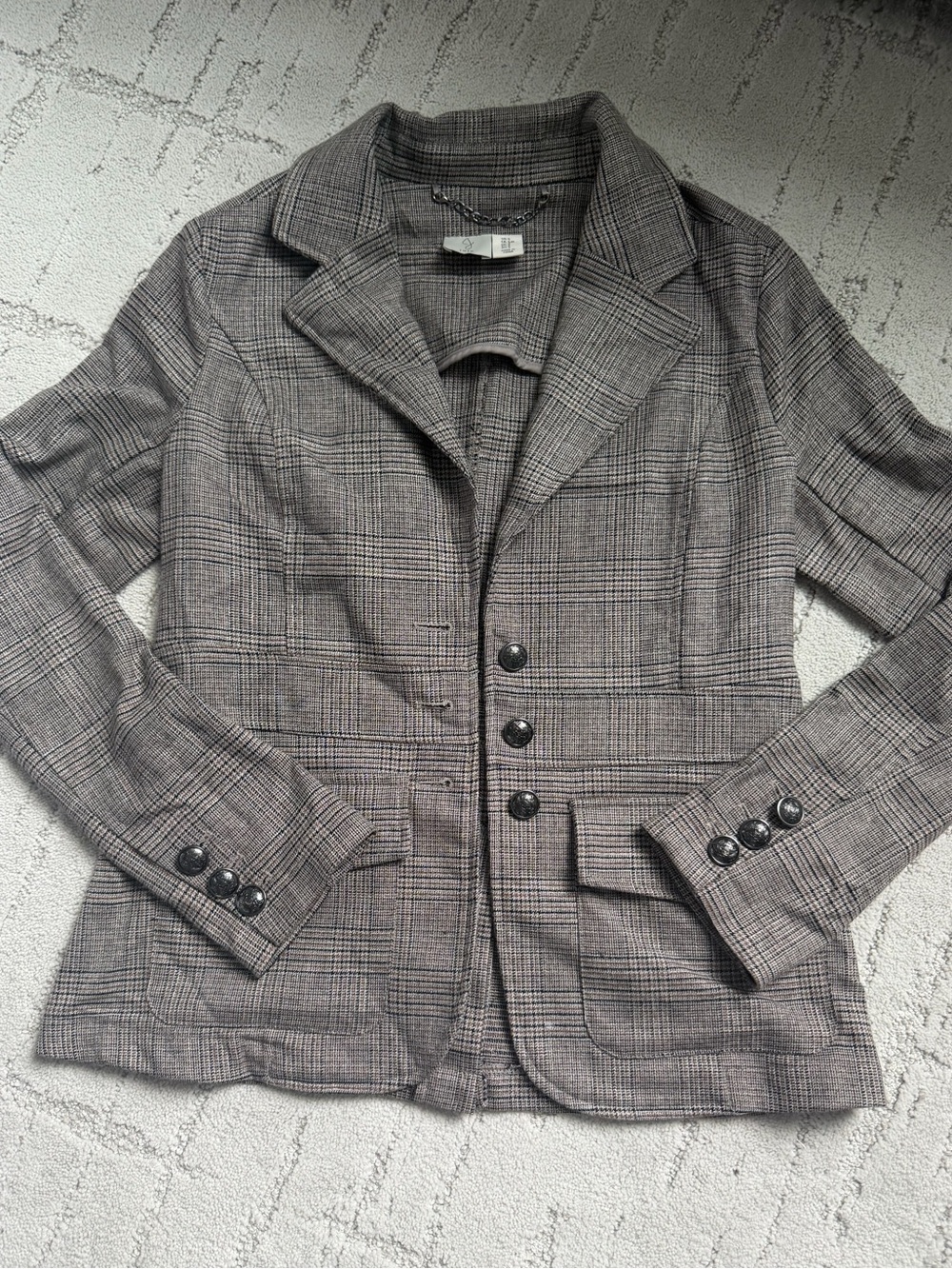 Joie Plaid Tailored Blazer Jacket Gray Brown Glen Plaid Women’s Small